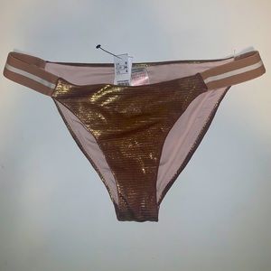 Topshop Metallic Bikini Bottom - Gold/Bronze